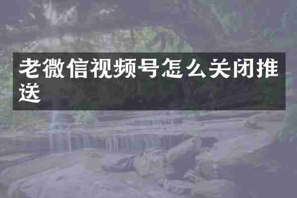 老微信视频号怎么关闭推送