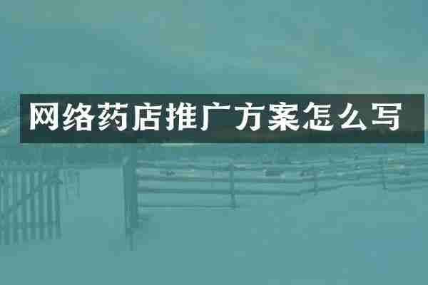 网络药店推广方案怎么写