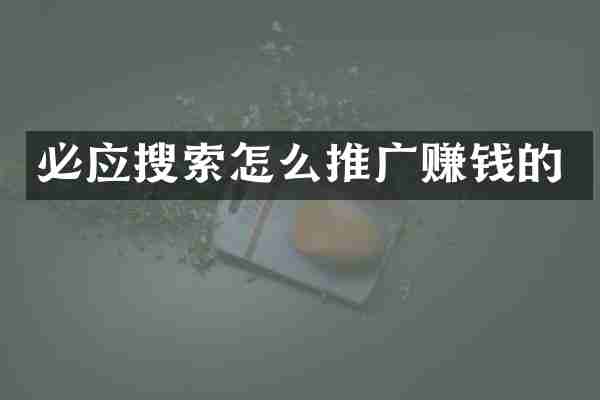 必应搜索怎么推广赚钱的