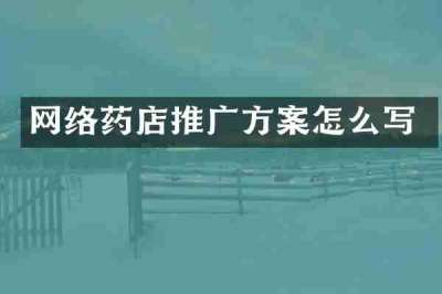 网络药店推广方案怎么写