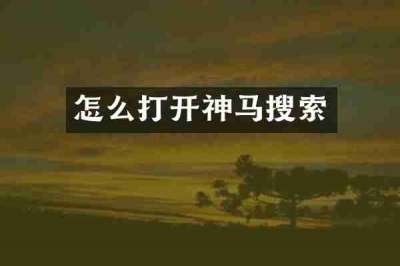 怎么打开神马搜索