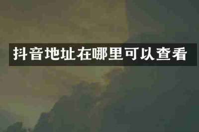 抖音地址在哪里可以查看