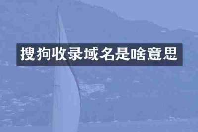 搜狗收录域名是啥意思