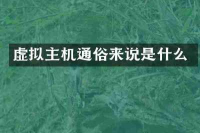 虚拟主机通俗来说是什么