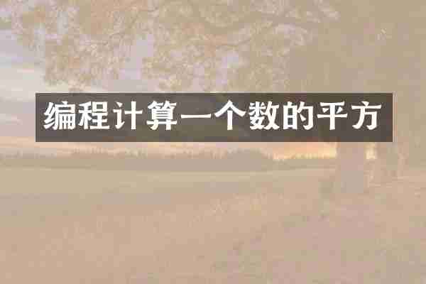 编程计算一个数的平方