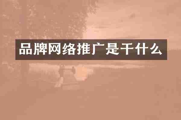 品牌网络推广是干什么