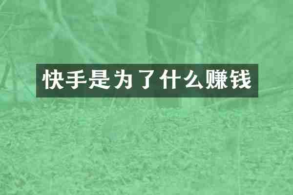 快手是为了什么赚钱