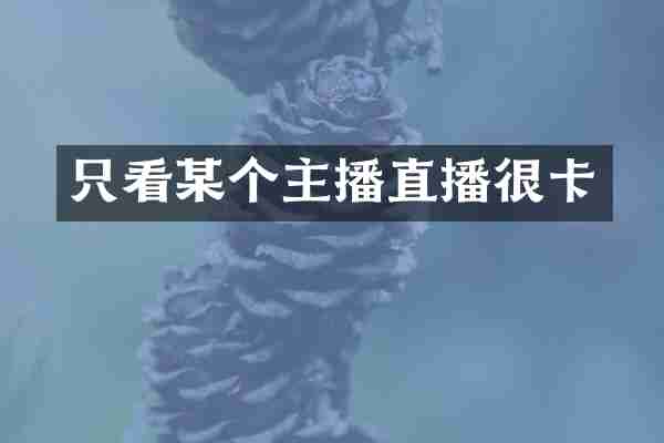 只看某个主播直播很卡