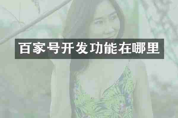 百家号开发功能在哪里