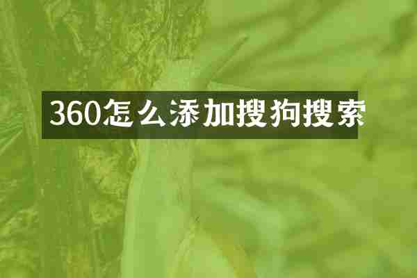 360怎么添加搜狗搜索