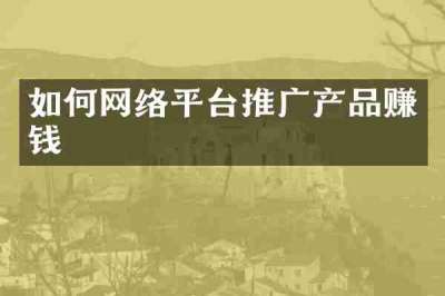 如何网络平台推广产品赚钱
