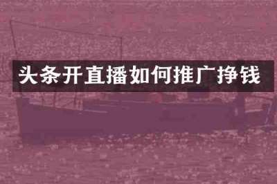 头条开直播如何推广挣钱