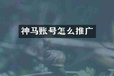 神马账号怎么推广
