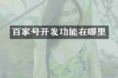 百家号开发功能在哪里