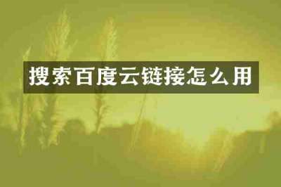 搜索百度云链接怎么用
