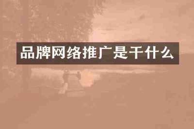 品牌网络推广是干什么