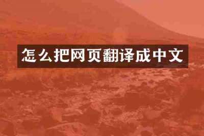 怎么把网页翻译成中文