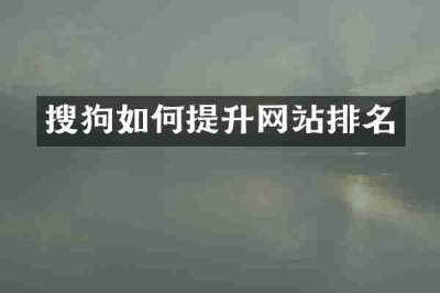 搜狗如何提升网站排名
