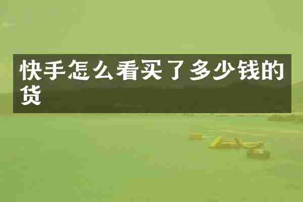 快手怎么看买了多少钱的货