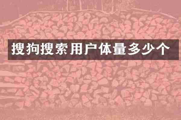 搜狗搜索用户体量多少个