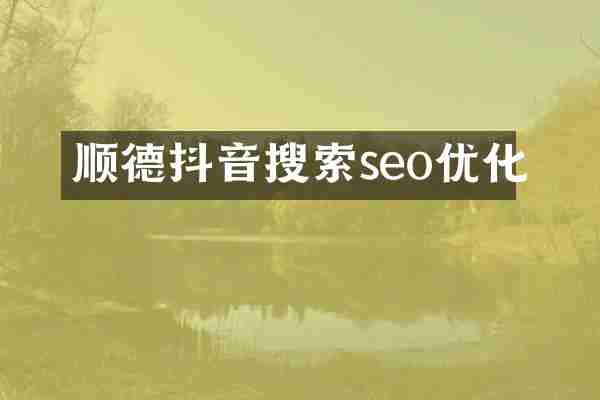 顺德抖音搜索seo优化
