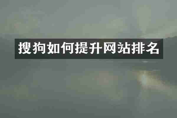 搜狗如何提升网站排名