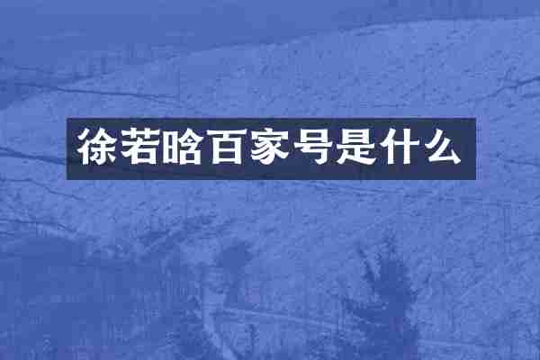徐若晗百家号是什么
