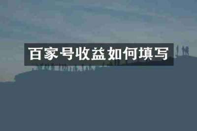 百家号收益如何填写