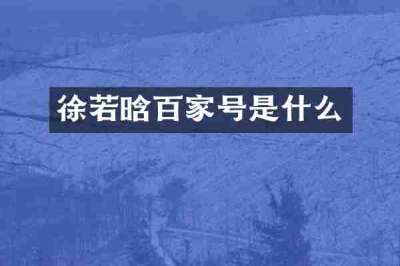徐若晗百家号是什么