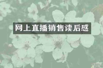 网上直播销售读后感