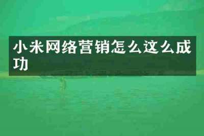 小米网络营销怎么这么成功