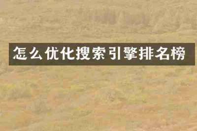 怎么优化搜索引擎排名榜