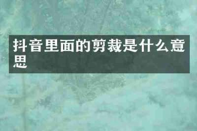 抖音里面的剪裁是什么意思