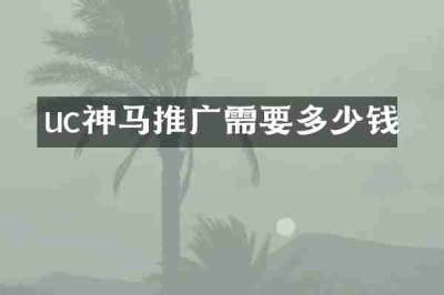uc神马推广需要多少钱