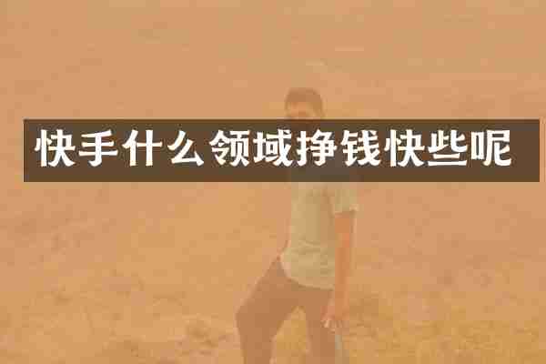 快手什么领域挣钱快些呢