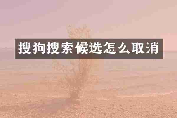 搜狗搜索候选怎么取消
