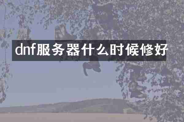 dnf服务器什么时候修好