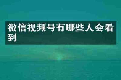 微信视频号有哪些人会看到