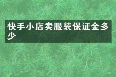 快手小店卖服装保证金多少