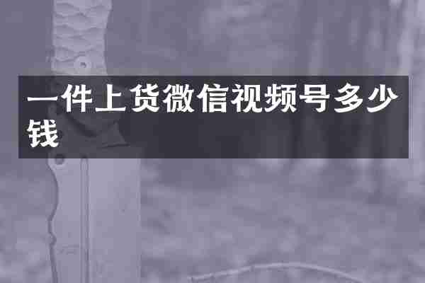 一件上货微信视频号多少钱