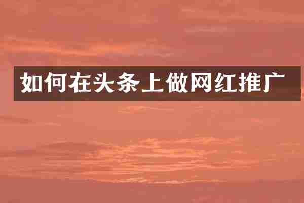 如何在头条上做网红推广