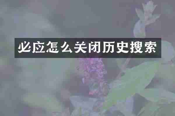 必应怎么关闭历史搜索