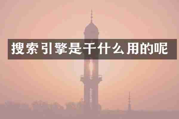 搜索引擎是干什么用的呢