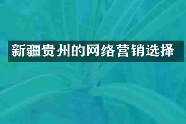 新疆贵州的网络营销选择