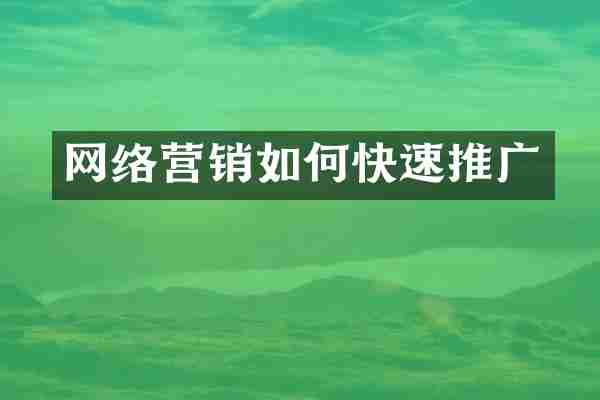 网络营销如何快速推广