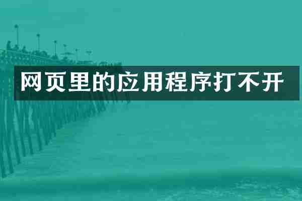 网页里的应用程序打不开