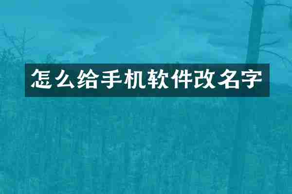 怎么给手机软件改名字