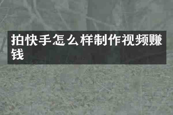 拍快手怎么样制作视频赚钱