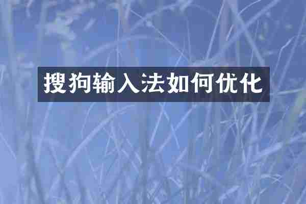 搜狗输入法如何优化