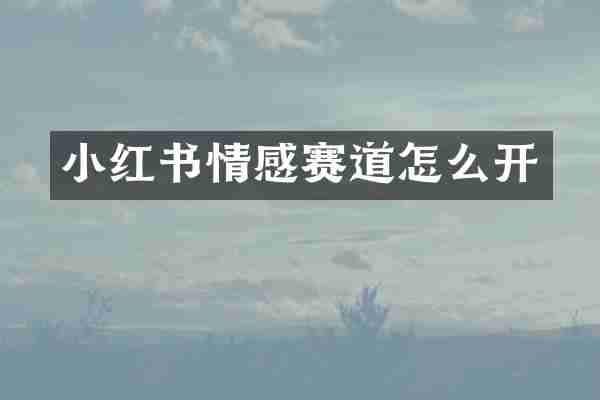 小红书情感赛道怎么开